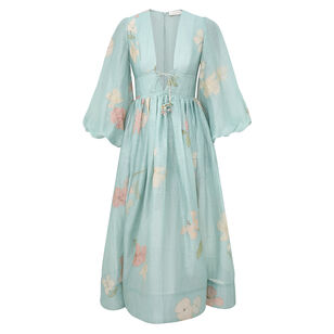 Illuminate Drawn Billow Long Sleeve Midi Dress