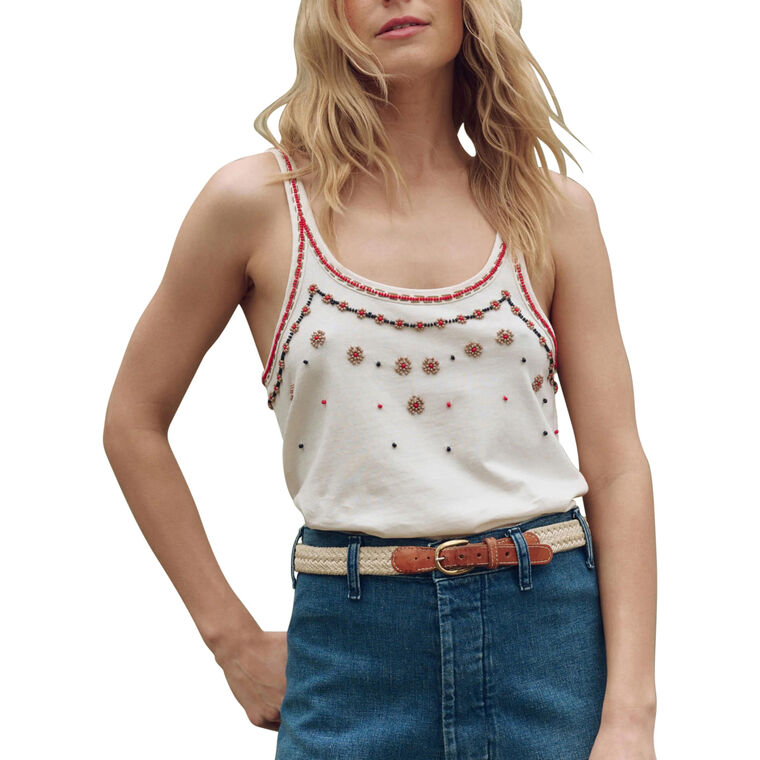 The Beaded Slim Tank Top image number null