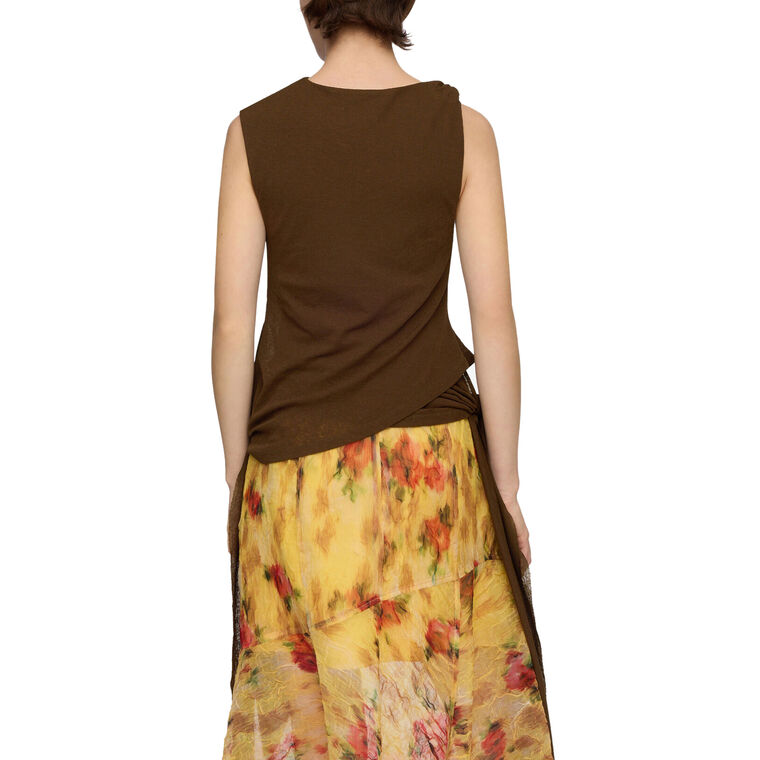 Marl Mesh Tie Knot Tank Top image number null