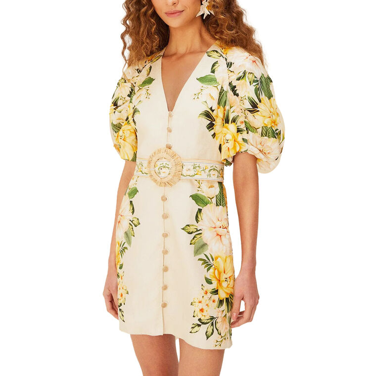 Garden Cascade Puff Sleeve Mini Dress image number null