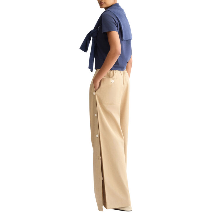 Baxter Side Button Wide-Leg Pull-On Pants image number null