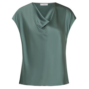 Silk Cowl Neck Cap Sleeve Blouse