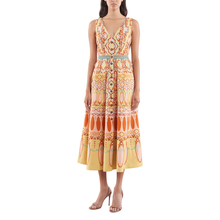 Zoey Cutout Sleeveless Button Front Midi Dress image number null