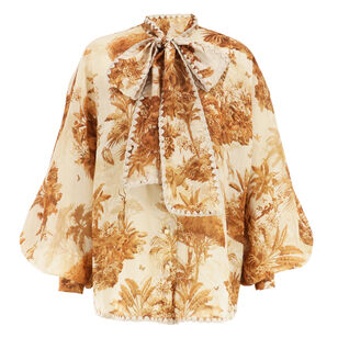 Indra Long Sleeve Tie-Neck Blouse