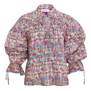 Julia Peter Pan Collar Long Sleeve Smocked Top