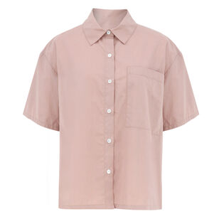 Clark Short Sleeve Split Back Button-Up Top