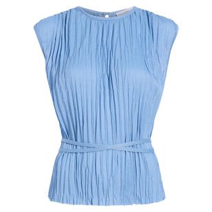Lyra Belted Sleeveless Top In Pleated Jersey