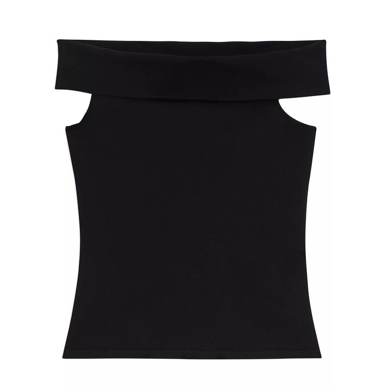 Compact Crepe Off-The-Shoulder Top image number null