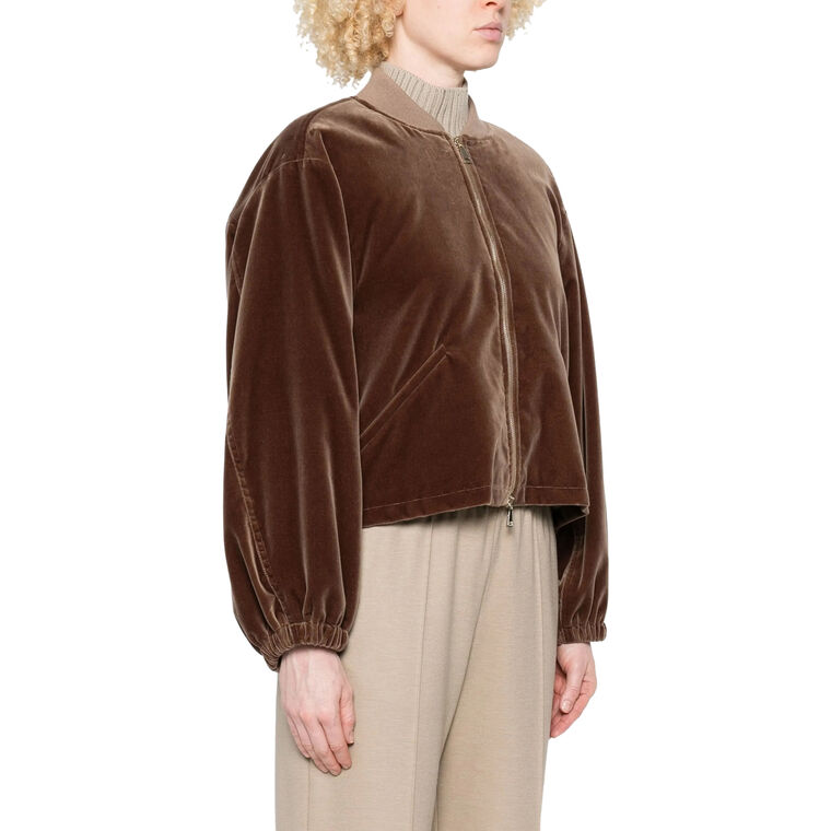 Velvet Zip-Up Bomber Jacket image number null