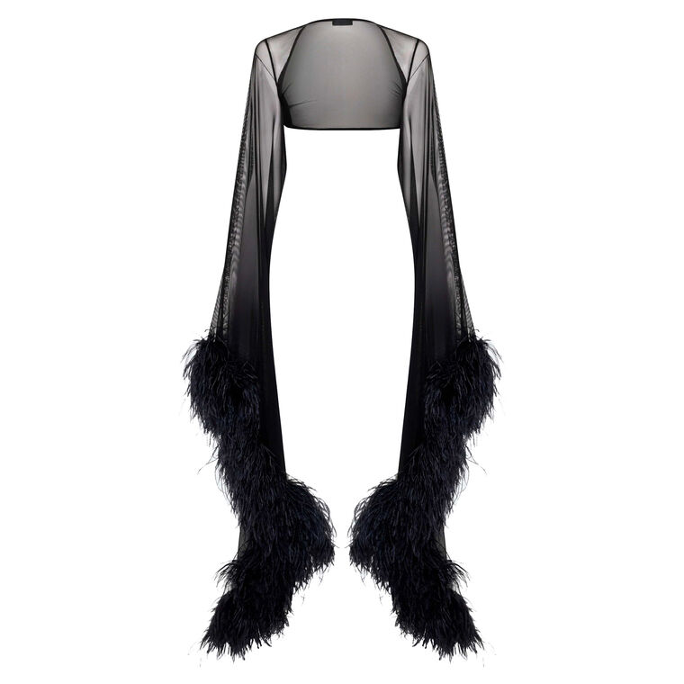 Mesh Shrug With Feathers image number null