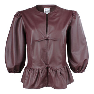 Luna 3/4 Sleeve Vegan Leather Peplum Top Luna 3/4 Sleeve Vegan Leather Peplum Top