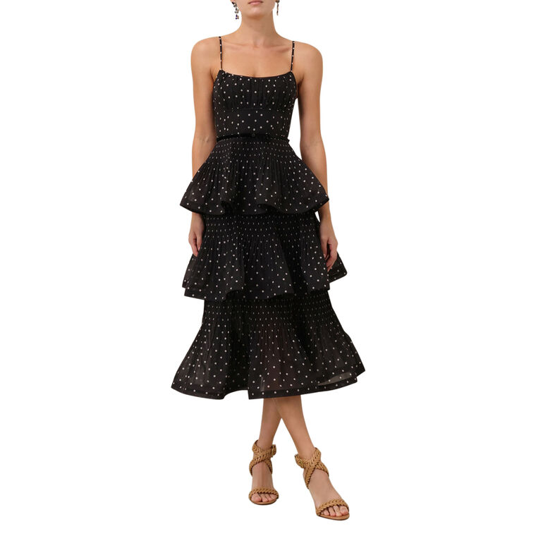 Sleeveless Pleated Tiered Midi Dress image number null