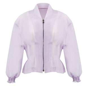 Nipped Waist Sheer Silk Bomber Jacket