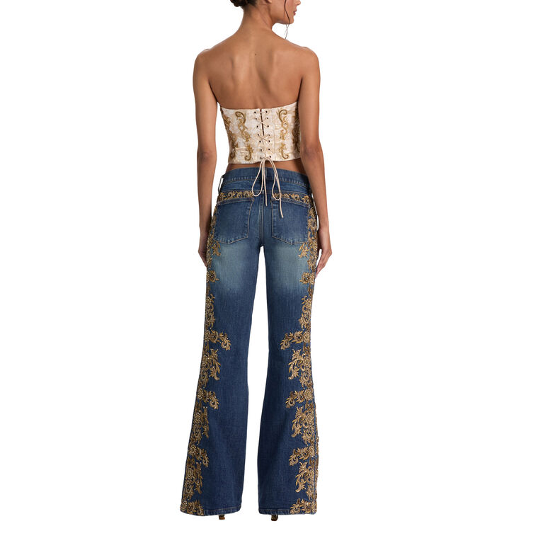 Emryn Embellished Ultra Low Rise Flare Jean image number null