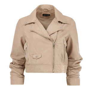Janika Cropped Leather Biker Jacket