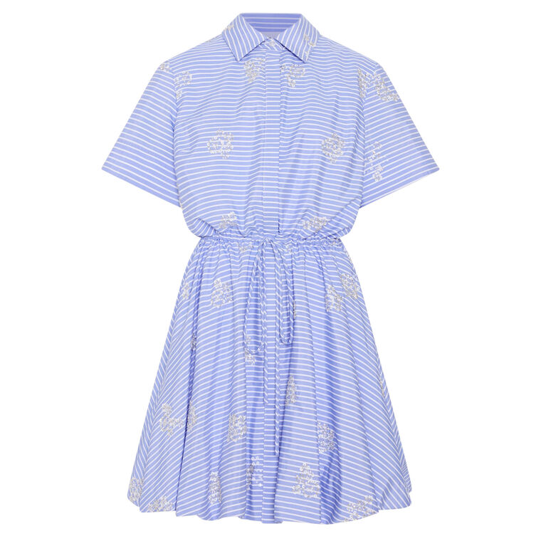 Willa Short Sleeve Tie-Waist Beaded Mini Dress image number null