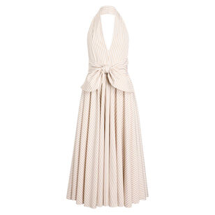 Sleeveless Halterneck Knot Midi Dress