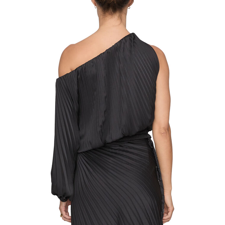 Mara Pleated Asymmetric One-Shoulder Top image number null