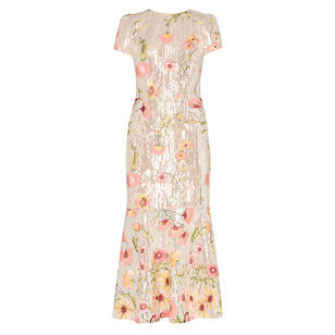 Tahlia Floral Sequins Embellished Midi Dress