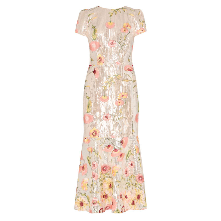 Tahlia Floral Sequins Embellished Midi Dress image number null