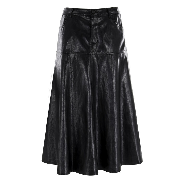 Rhea Faux Leather Midi Skirt image number null