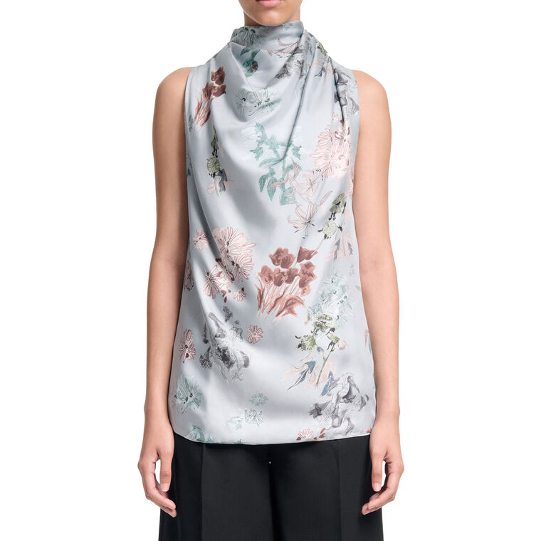 Sleary Sleeveless Silk Scarf Top image number null