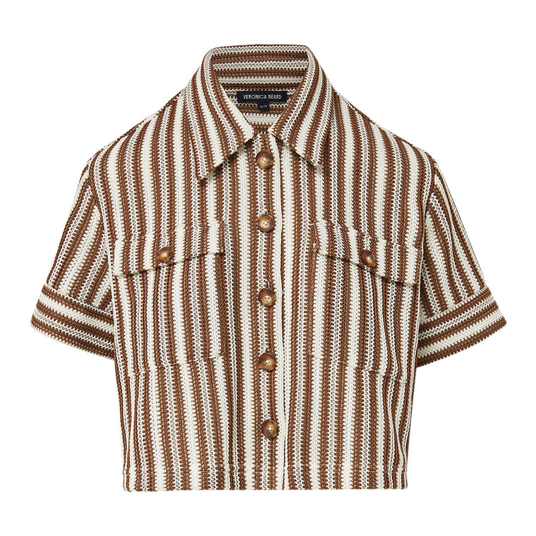 Bouvier Knit Short Sleeve Button-Down Top image number null