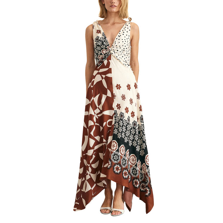 Mabel Sleeveless Hankerchief Hem Midi Dress image number null