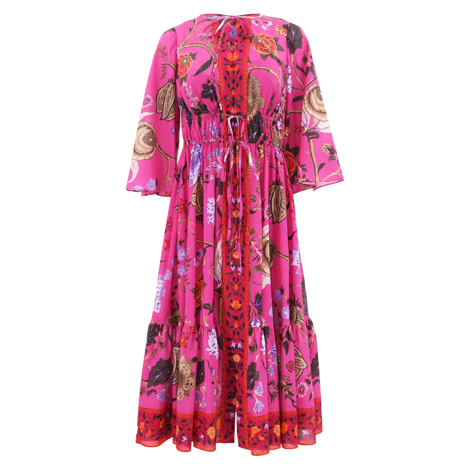 Reese Floral Cotton V-Neck Midi Dress