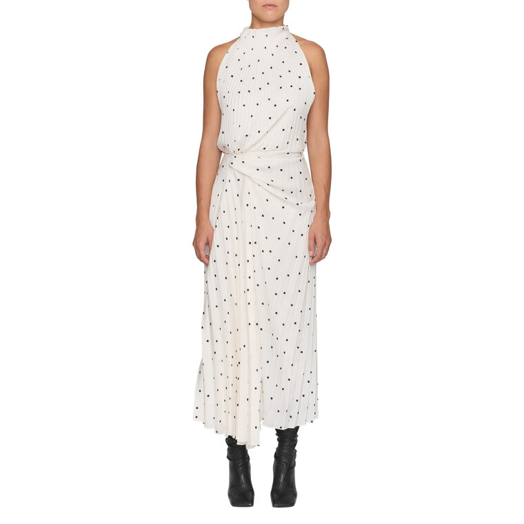 Simona Polka Dot Sleeveless Pleated Midi Dress image number null