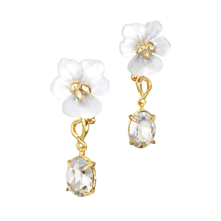 Pansy Lucite Crystal Drop Earrings image number null