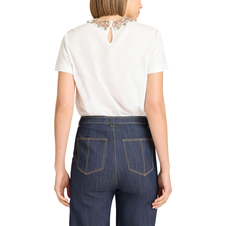 Danielle Pearl Rhinestone Necklace Tee image number null