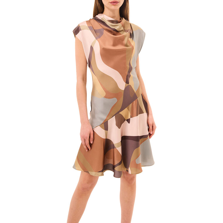 Sandy Cap Sleeve Cowl Neck Mini Dress image number null