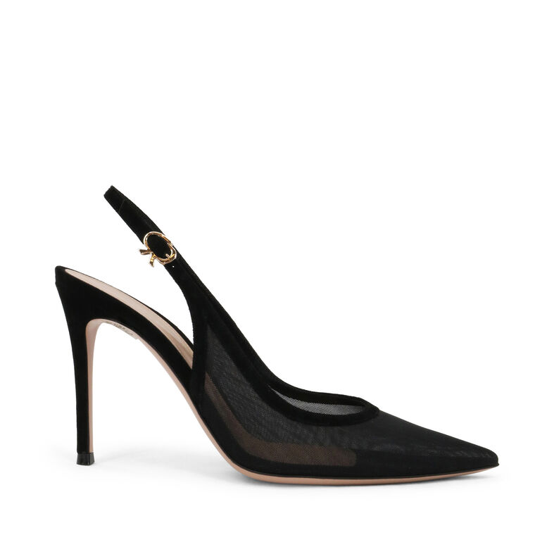 Suede Trim Organza 95mm Slingback Pumps image number null