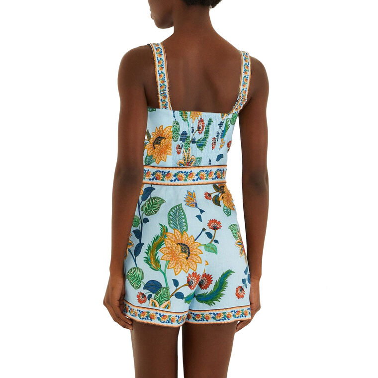 Sleeveless Floral Delhi Belted Romper image number null