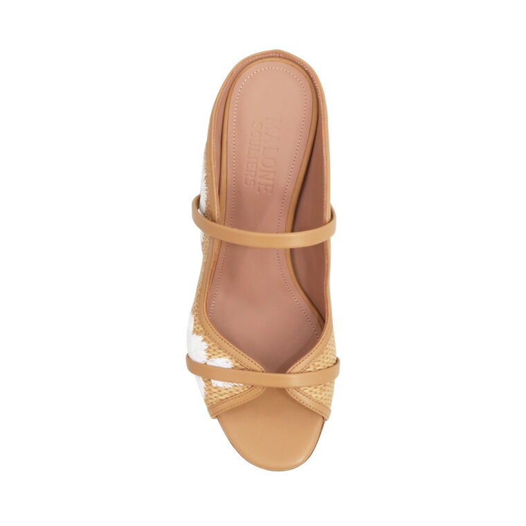 Norah 70mm Block Heel Embroidered Raffia Mule image number null