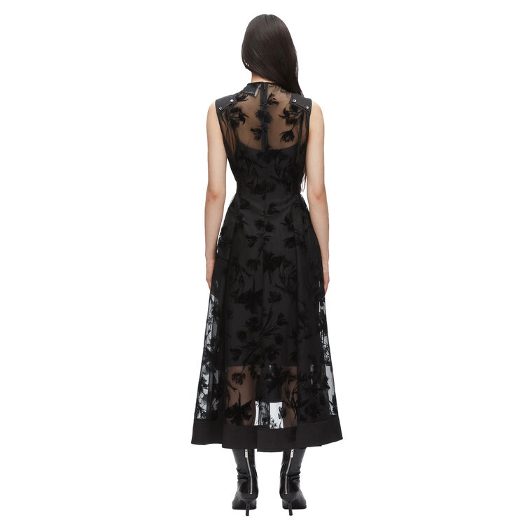 Flocked Organza Sleeveless Midi Dress image number null