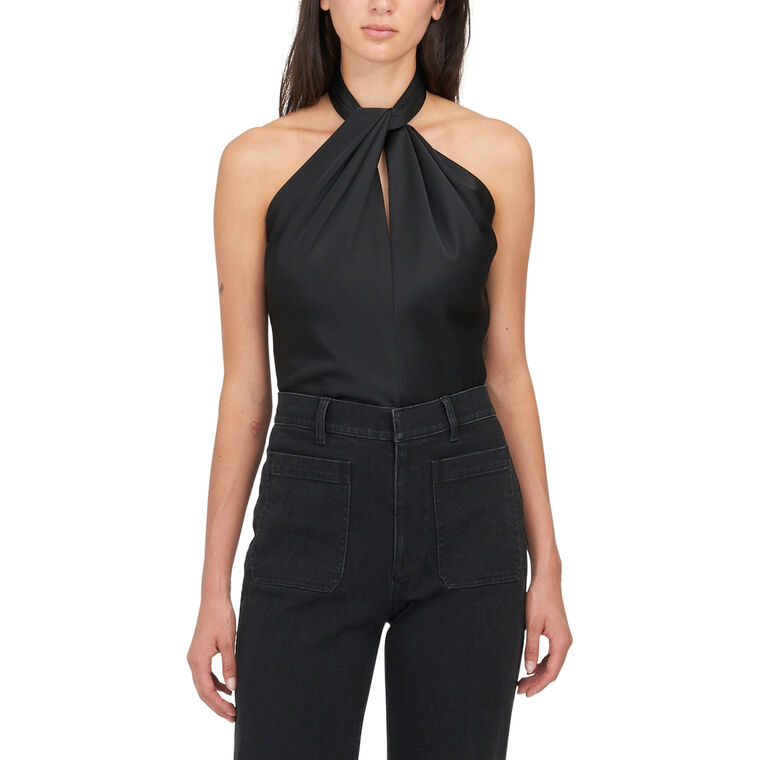 Maya Solid Satin Halterneck Top image number null