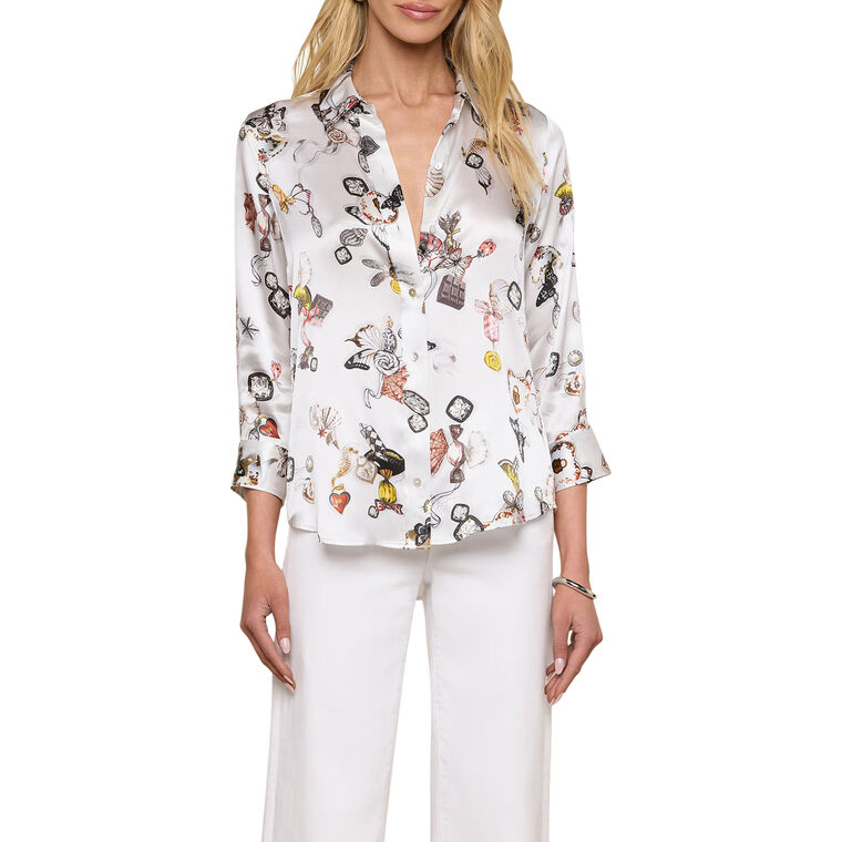 Dani 3/4 Sleeve Silk Blouse image number null