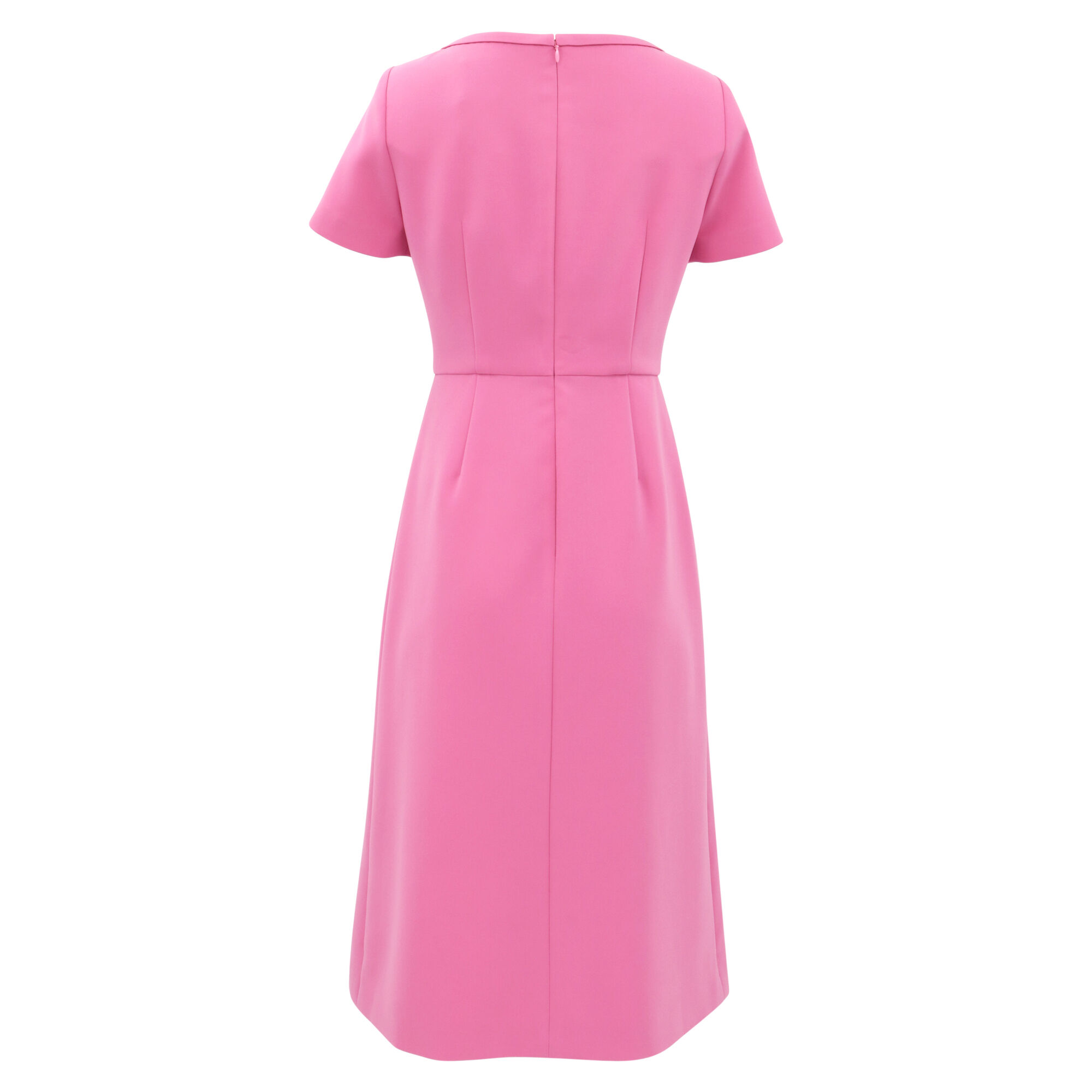 Short Sleeve Square Neck Midi Dress With Piping Detail