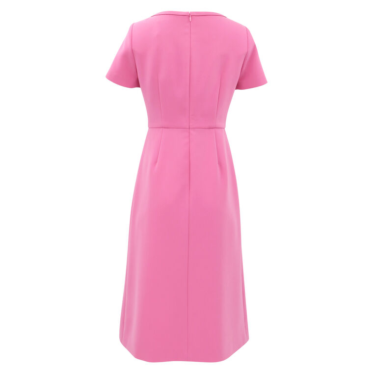 Short Sleeve Square Neck Midi Dress With Piping Detail image number null