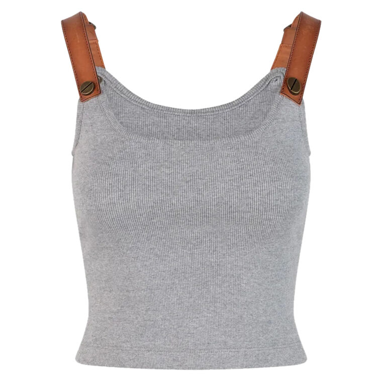 Leather Strap Cropped Tank Top image number null