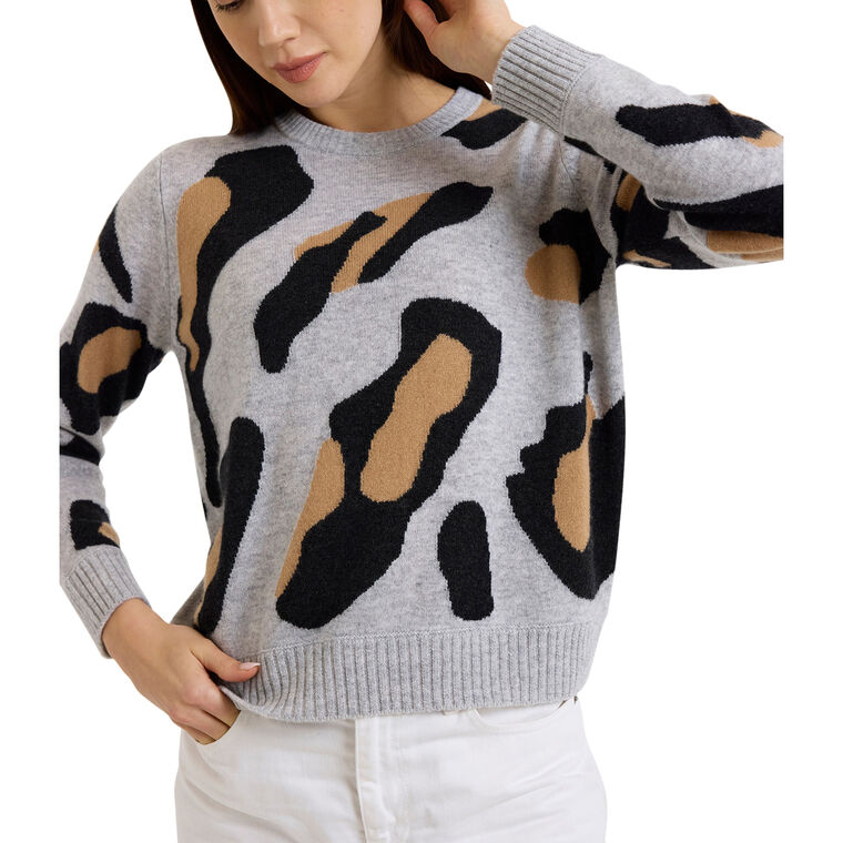 Abstract Leopard Cashmere Crewneck Sweater image number null