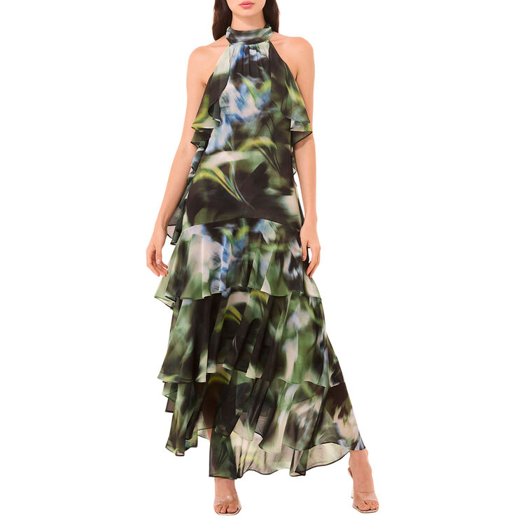 Calissa Sleeveless Halterneck Chiffon Maxi Dress image number null