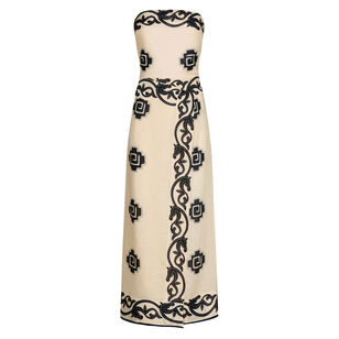 Ancient Strapless Linen Ankle-Length Dress