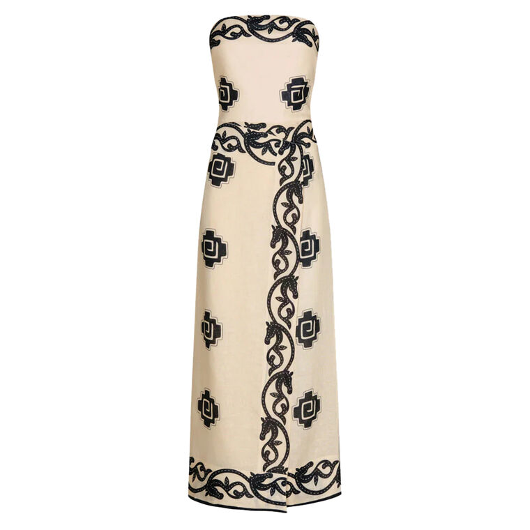 Ancient Strapless Linen Ankle-Length Dress image number null