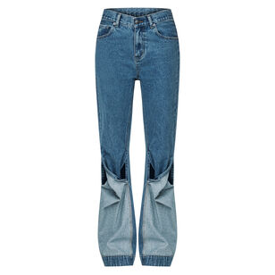 Straight Leg Mid Rise Twist Jeans