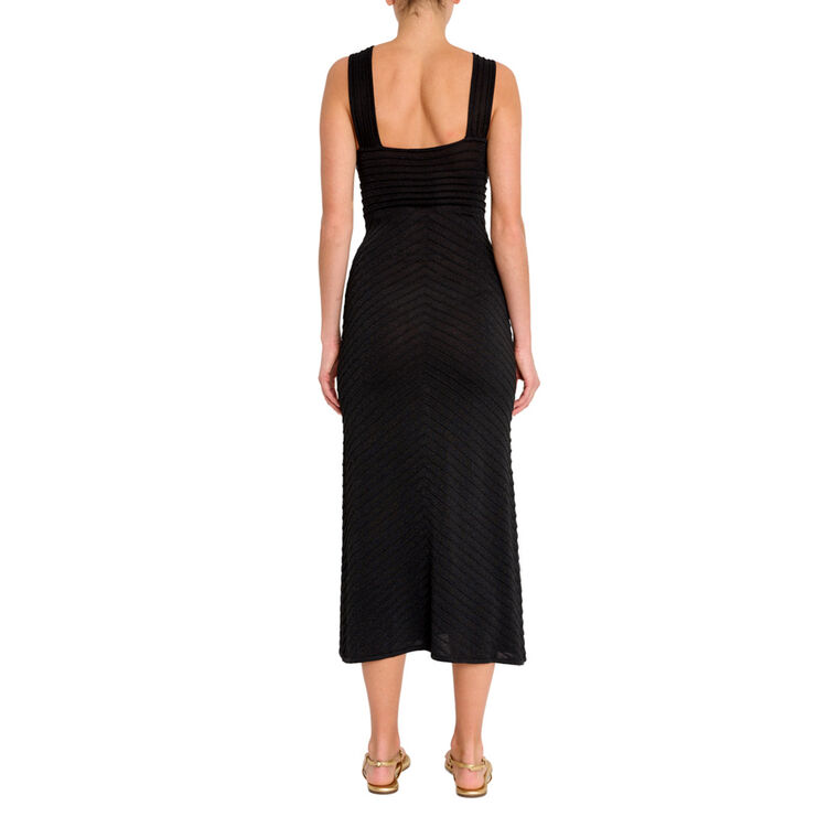 Talia Twisted Halter Metallic Knit Midi Dress image number null