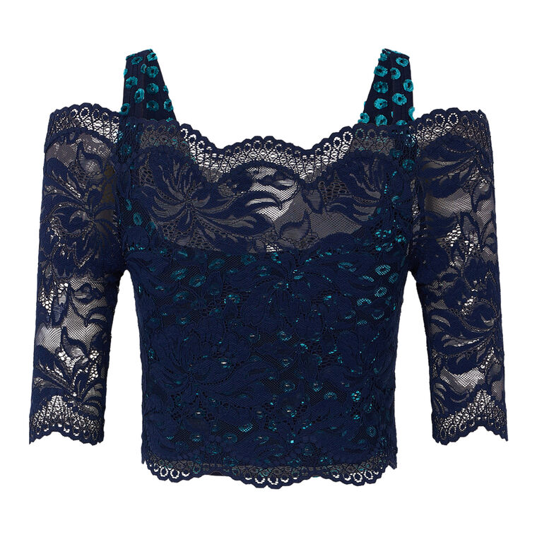 Short Sleeve Lace Crop Top image number null