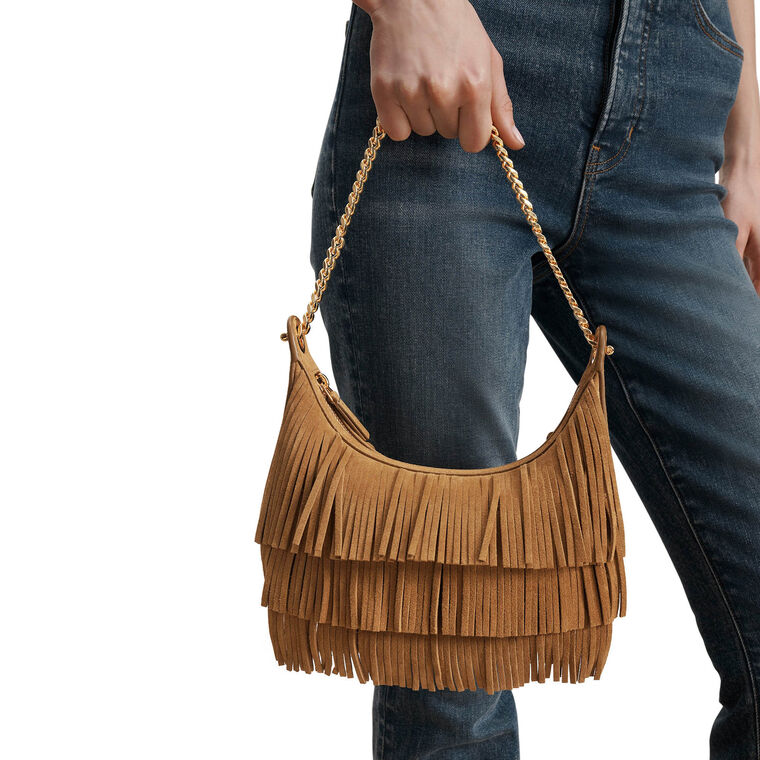Small Suede Fringe Fortune Shoulder Bag image number null
